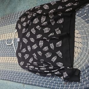 Black long-sleeved shirt with owls